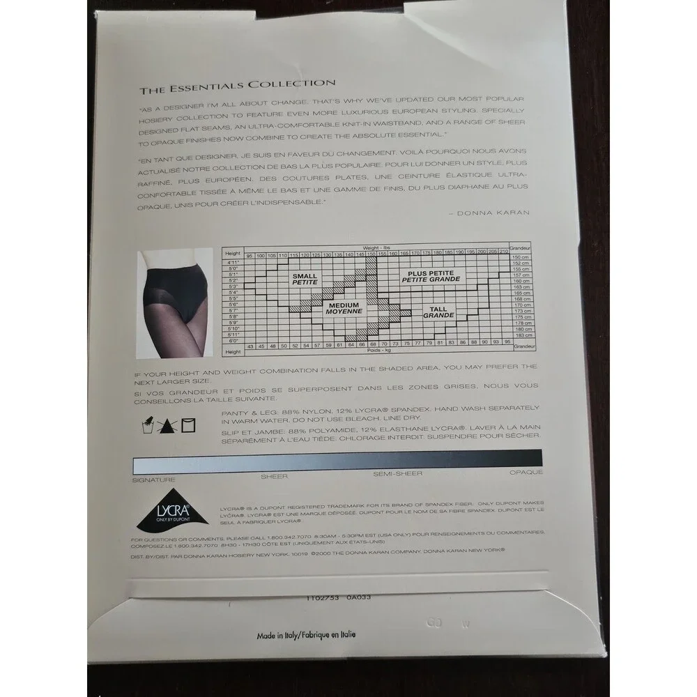 Donna Karan New York Matte Sheer Control Top Pantyhose Tall Driftwood OA033 NIP